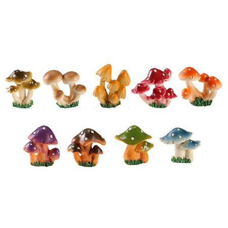 9kpl Mushroom Crafts Micro Figurines Miniature Landscape Moss