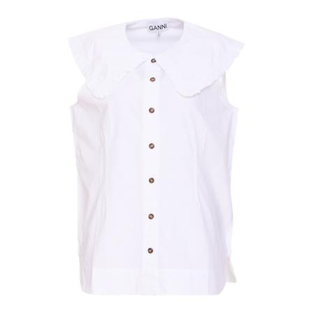 Ganni, Short Sleeve Shirts Biały, Kobieta, Rozmiar: M