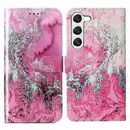 Samsung Galaxy S24 -kotelo, Marmori-kuvioinen nahkainen puhelimen lompakko-telinekansi (Tyyli A)