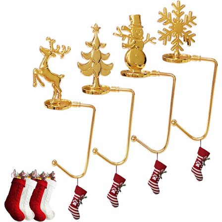 4 st julstrumphållare, julstrumphållare för öppen spis, julstrumphållare i 4 stilar, halkfria julstrumphållare