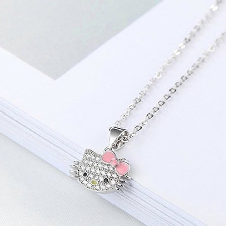 Kawaii Sanrio KT Rhinestone Kaulakoru Säädettävä Sormus Riipus Korusetti Tytöille Lahjaksi