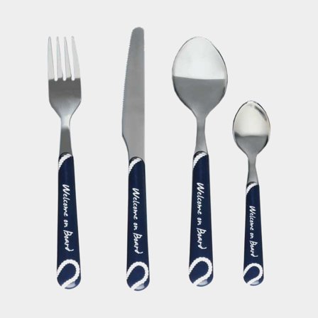 Set de couverts Marine Business Welcome On Board, blanc/bleu, 24 piéces