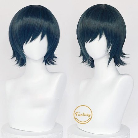 Himeno Anime Chainsaw Man Cosplay -lämpöä kestävä synteettinen lyhyt peruukki Halloween-juhliin + ilmainen peruukkihattu (FMY)