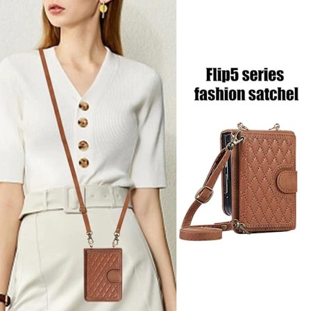 Plånboksfodral med axelrem för Samsung Galaxy Z Flip 5 med korthållare och snodd