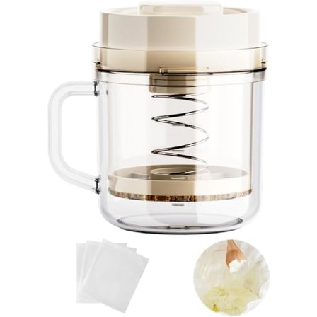 Grekisk Yoghurt Sil med Lock, 1100ml med 3 Finmaskiga Filterpåsar