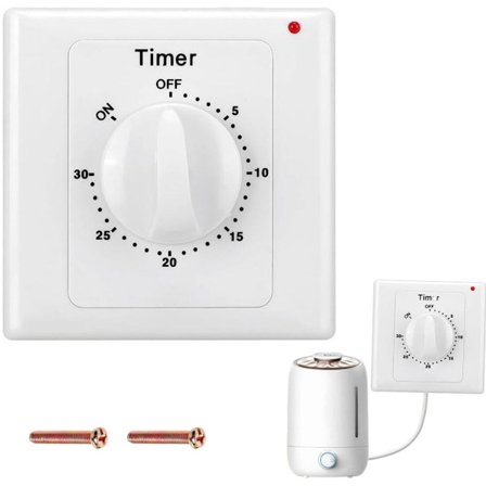 Nedtellingbryter - 30 minutters timer mekanisk kontaktlys med for baderomsvifte, garasje, vaskerom, bod eller spa Hvit_yu
