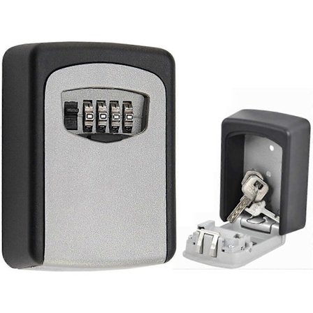 Avaimen lukko 4-numeroisen yhdistelmälukon kanssa, ulkokäyttöön seinään kiinnitettävä, turvallinen avainkotelo, nollautuva koodi, vedenkestävä 