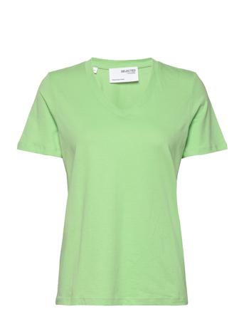 Slfessential Ss V-Neck Tee Noos Tops T-shirts & Tops Short-sleeved Green Selected Femme
