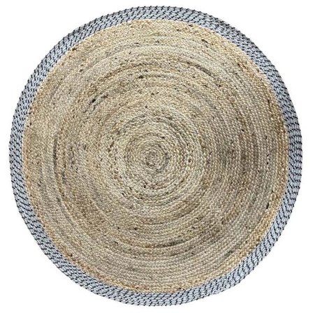 Rundt bomuldsjute-tæppe, 180x180 cm, naturgrå