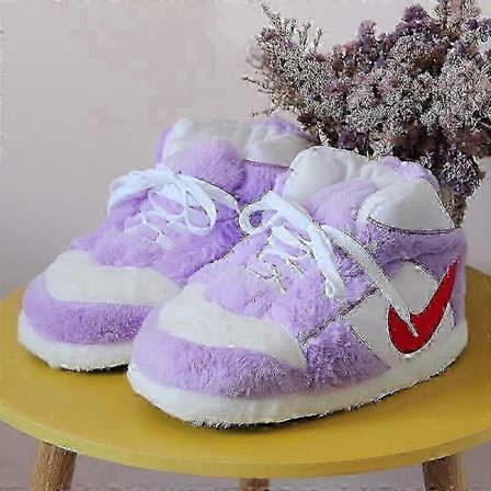 Sneakers-lignende Plys Sutsko Kreativ Indpakning Fuzzy Varme Vinter Indendørs Hjemmesko Bomuldssko