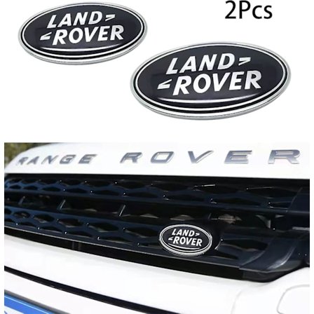 2 st passar Land Rover Grill Badge Baklucka Ovalt Emblem Klistermärke, passar Land Rover Range Rover Emblem Namnskylt (Svart) [qb]