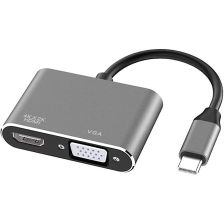 Usb C till HDMI Vga-adapter, 2-i-1 typ C till HDMI 4k, Vga 1080p kompatibel med Macbook Pro/air 2020 2019, Ipad Pro, Surface