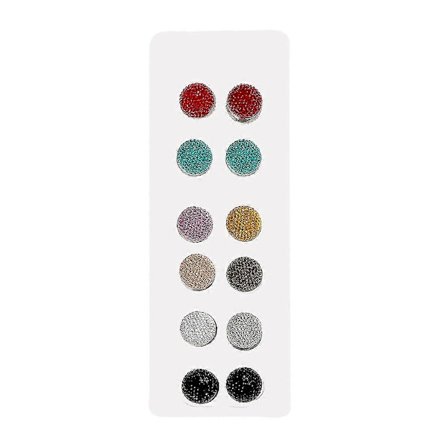 12 Par Muslimske Rhinestone Broche Nåle Magnetiske Tørklæde Brocher Runde Hijab P