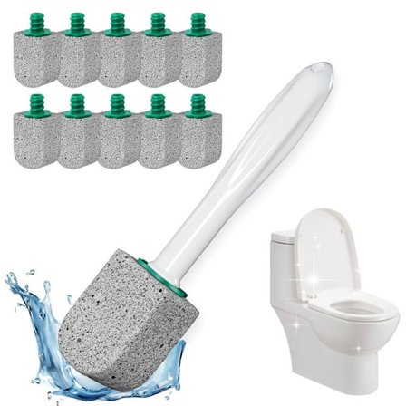 Pimpsten Toiletbørste med 10 pimpstenshoveder - Toiletrengøring - Rengøring til Køkken, Poolfliser, Vaske & Badeværelse