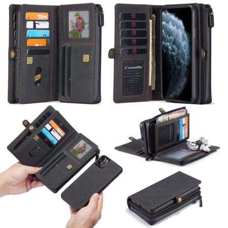 Iphone 11 Pro - Caseme 2-i-1 Multifunktionellt Plånboksfodral - Black Svart