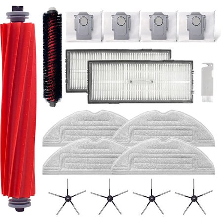 Tillbehörssats för Roborock S7 Pro Ultra/Roborock S7 MaxV Ultra: 1 rullborste, 1 självrengörande borste, 2 HEPA-filter, 4 sidoborstar, 4 