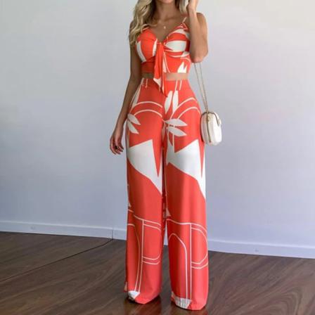 Kvinnor V-hals Jumpsuits Strappy Långa Byxor