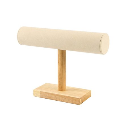 Massivt trä armband display stativ T-formad armband stativ hår stativ smycken förvaringslåda (beige, stor storlek) (24,5x7x18c, som visas på bilden)