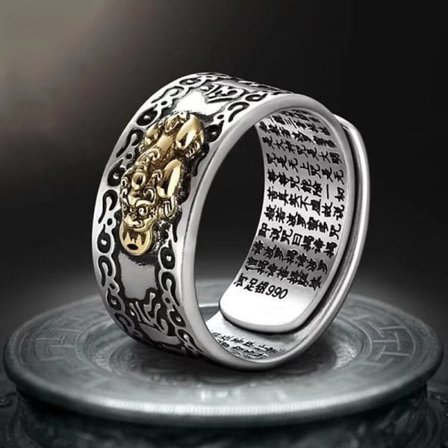 Feng Shui Pixiu Mani Mantra Beskyttelse Rigdom Ring Amulet Vi