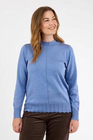 SIGNATURE - Strik - Blå Melange - Krave Detalje