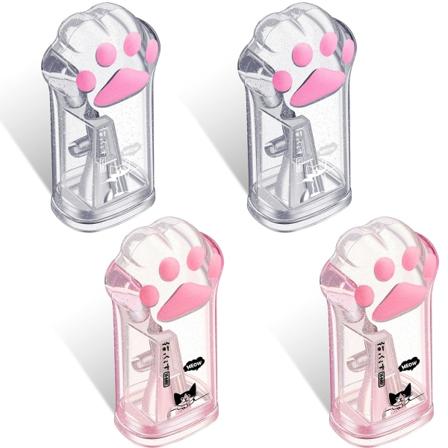 4 søde kattepoteblyantspidser, pink og grå