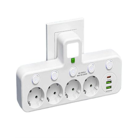 EU-uttag 4 Uttag Eluttag Utan förlängningssladd med USB Type-C-portar Två specifikationer_Billiga Gåvor-FD-