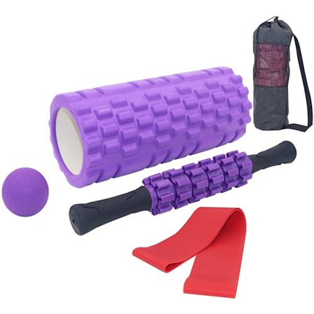 Fascia Roller Set 5 i 1, Skumrulle Massasjerulle Med Håndtak, Treningsbånd, Massasjeballer For Fascia Trening Av Muskler