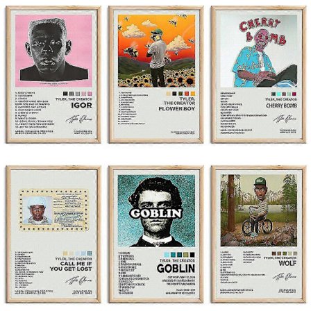6 stk./sæt Tyler The Creator Album Cover Plakater Rapper Plakater Sæt Til Hjemmevæg Dekoration Gaver Uindrammet