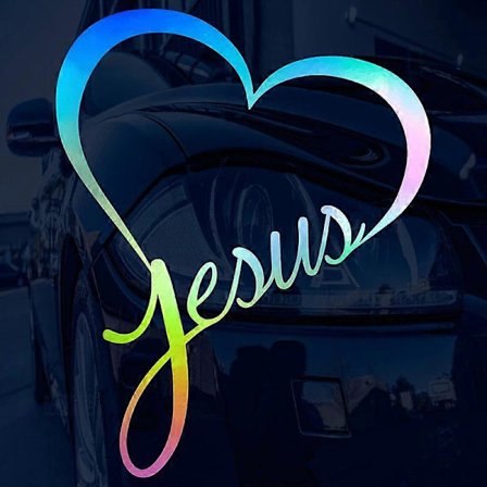 Pastellinen Jeesus Sydän Vinyylitarra - Kristilliset Autotarrat, Jeesus Tarrat