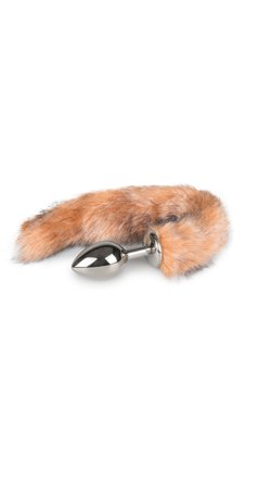 Fox Tail Plug No. 3 - Silver - 36cm Rävsvans Brunrandig