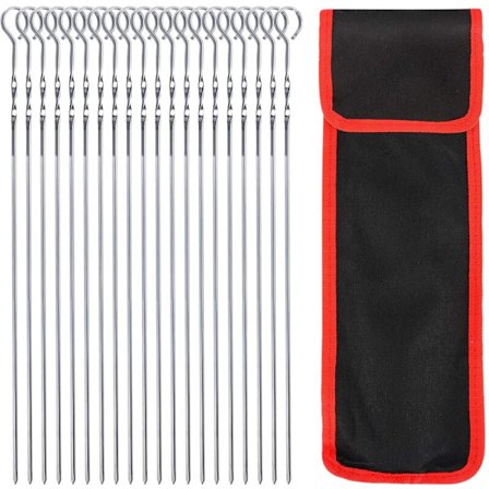20 stk. kødnåle i rustfrit stål til grill, flade metalspyd 36 cm