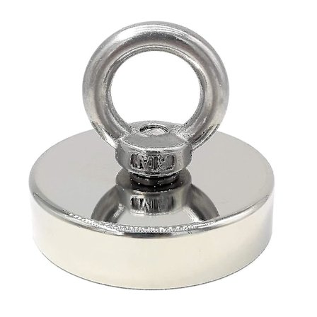 Supersterk Neodym Magnet 120 kg - Sterk Magnet - Perfekt for Magnetfiske - 60 mm med Neodym Løkke