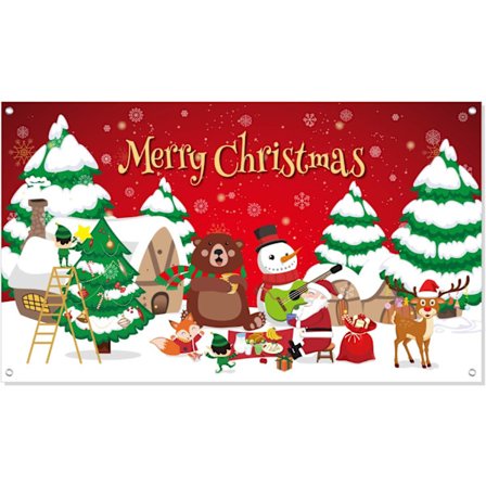 Hyvää Joulua -banneri, Extra Suuri Joulujuliste 180cm X 115cm Joulutaustanauha Banneri Joulukotiin