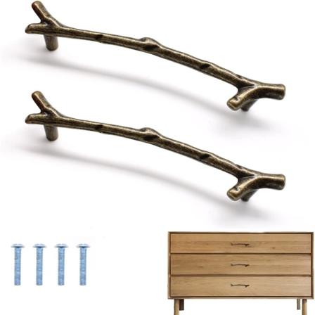 2 stycken möbelhandtag, grenformade dörrhandtag, handtag för köksskåp i hård zinklegering, lämplig för skokartong, skåp, lådor Sunmostar