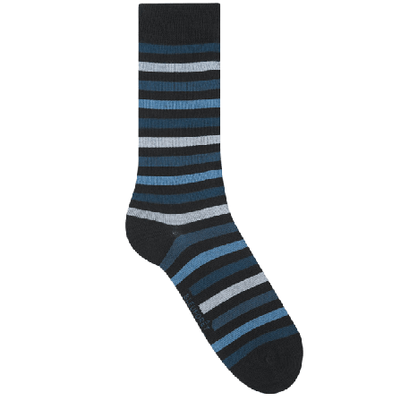 BleuForêt Randig bomullssocka Strumpor Herr Svart 43/46