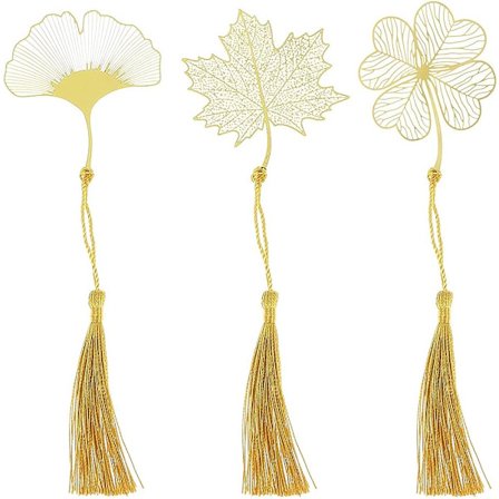 3 st metall bokmärke 3D metall blad bokmärke