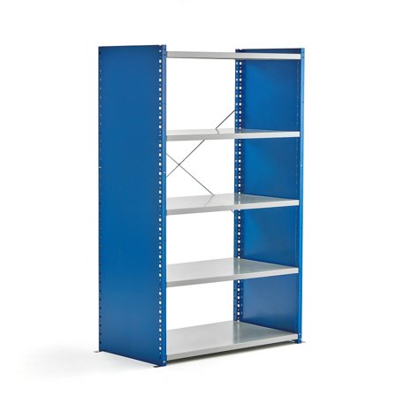 Regalsystem MIX, Grundmodul, 1740 x 1000 x 600 mm, geschlossen, blau/grau