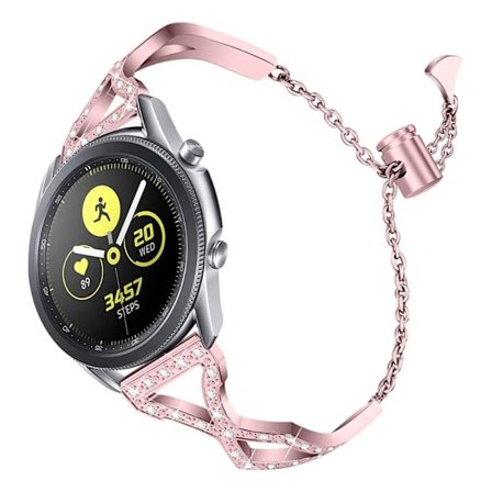 Samsung Gear S3 Frontier / S3 klockarmband i rostfritt stål 304 med strassdekor - Rosa Ros