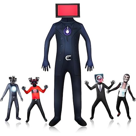 Halloween skräckspel 3D TV man toalett man helkroppsstrumpa cosplay monitor man