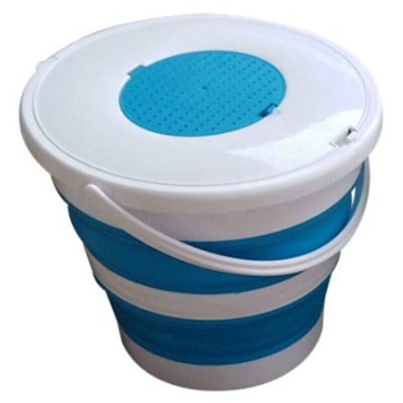 Hvid+Blå-Udendørs Foldbar Spand med Låg Madding Bækken Spand Bærbar Udendørs Rejse Fiskeri Tilbehør