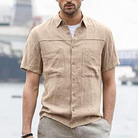 Kortärmade Toppar För Män Button Down-skjortor