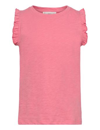 Ruffled Strap T-Shirt T-shirts Sleeveless Rosa Mango*Betinget Tilbud