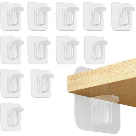 12 stk. Hyldebeslag, Selvklæbende Hyldebeslag, Gennemsigtige Hyldebeslag, Ingen Boring Nødvendig, Selvklæbende Beslag til Hylder, Skabe, Hylder