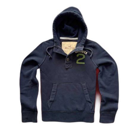 Mörkblå Hollister hoodie med tryck