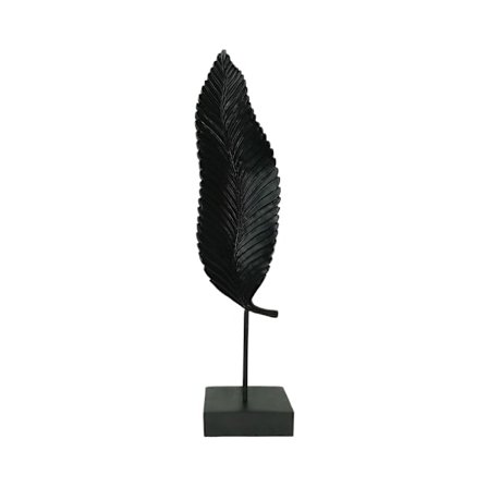 Sort polyresin totem, 13x9x57cm, metalbase dekoration