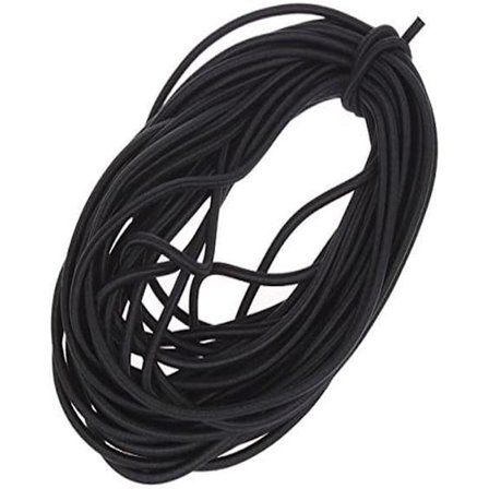1/8-toms (3 mm) Svart Kraftig Stretch Rund Elastisk Snor (10 Yards Lengde) Svart Svart Svart