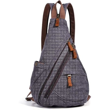 Canvas Sling Bag - Liten Crossbody ryggsäck Shoulder Casual Daypack ryggsäck för män kvinnor