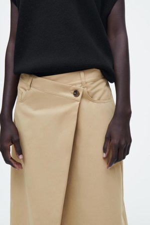 COS Women's Gonna Midi Asimmetrica In Cotone in Beige