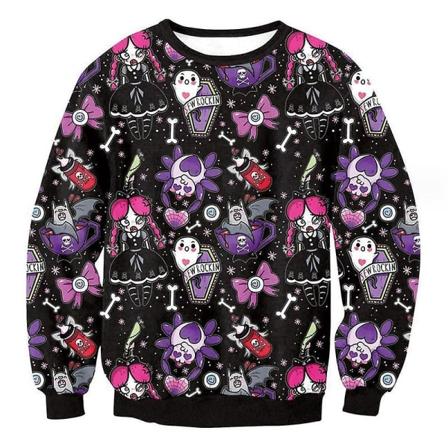 Naisten Halloween collegepaidat Spooky Season pitkähihaiset paidat Crewneck Topit Casual villapaita style 7 S