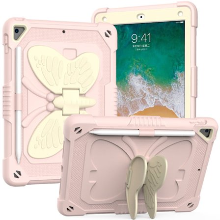 Fjärilsformad stötsäker iPad 10.2 "skyddande fodral (rosa, exklusive iPad), 9:e generationens skyddande fodral, 8:e generationens skyddande fodral